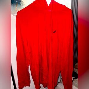 $79 Nautica Men's Red J-Class Logo Hooded Lightweight Sweatshirt - Size L